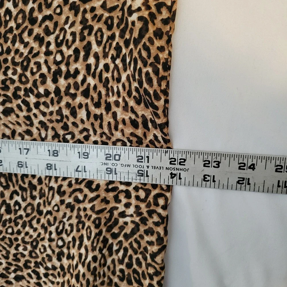 Leopard Animal Print Dress Womens Large Brown Ruffle Tiered‎ Sleeve 90s Mob Wife